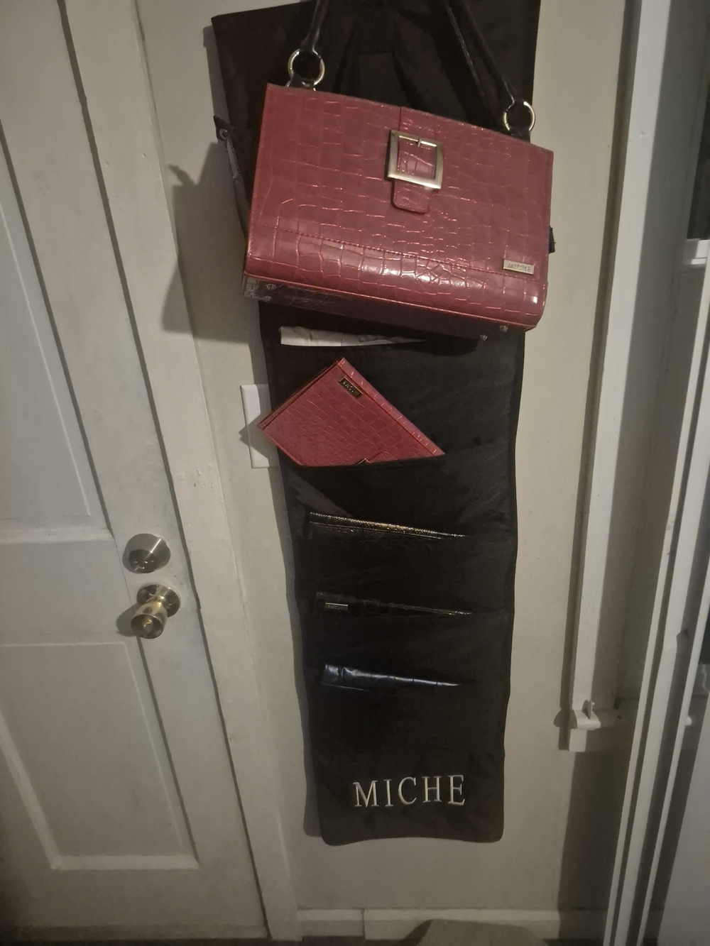 Miche Red Croc-Embossed Handbag & Wallet Set